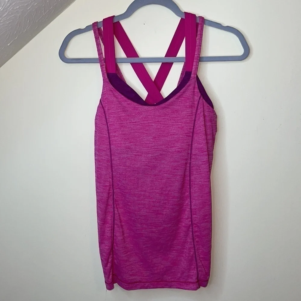 Lululemon Run For Gold Tank Bra Combo Heathered Jewelled Magenta / Regal Plum